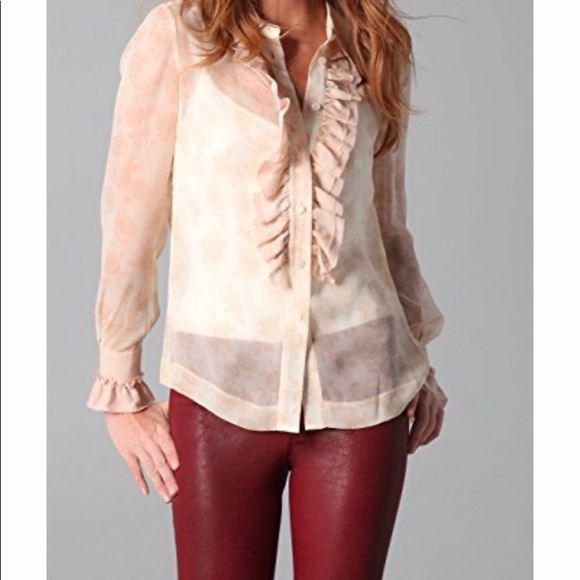 Tory Burch Tops - Tory Burch Lilian Silk Ruffle Front Blouse